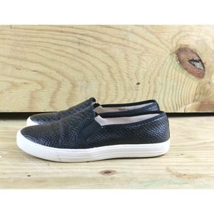 Jcrew Embossed Snakeskin Womens Sz 8M Black Faux Leather Slip On Shoes